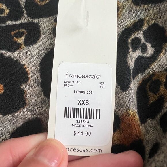 Francesca’s Collection Leopard Print Runched Dress Size XXS - Picture 5 of 11